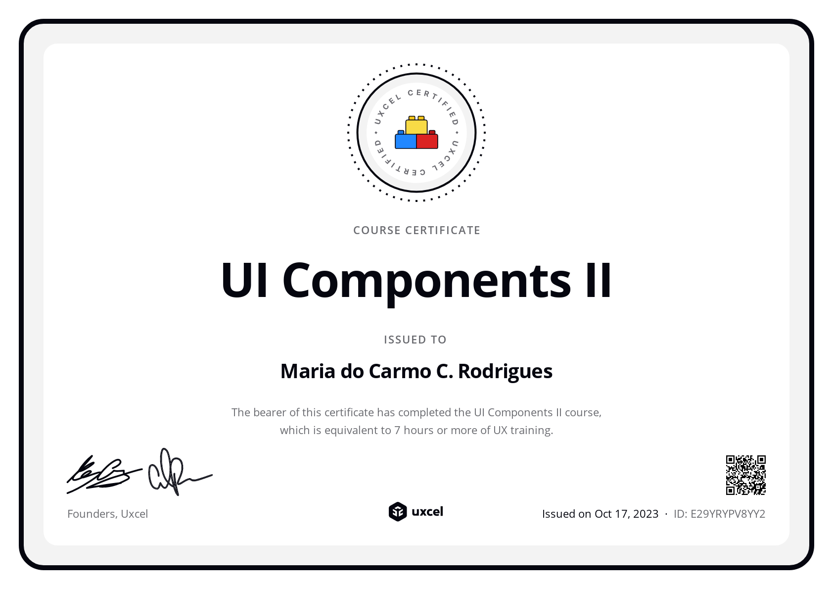 Maria Rodrigues's certificate